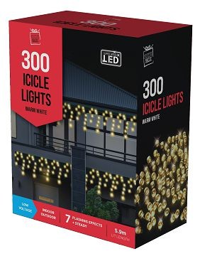24X37, XB4880, LED ICICLES FLASHING WARM 300pc