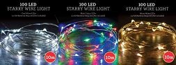 19X31, XB4900, LED STARRY WIRE LIGHTS 10m 100 3asst