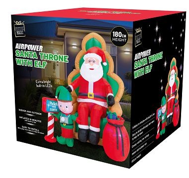 22X8, XB5000, AIRPOWER SANTA ON CHAIR w/ELF 1.8m