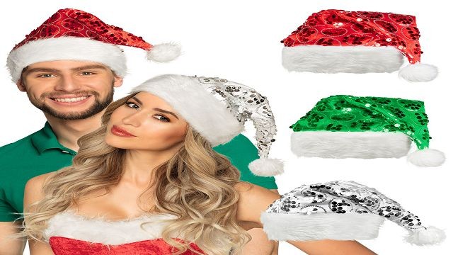 23X12, XC0205, SANTA HAT SEQUINS CIRCLES Asst