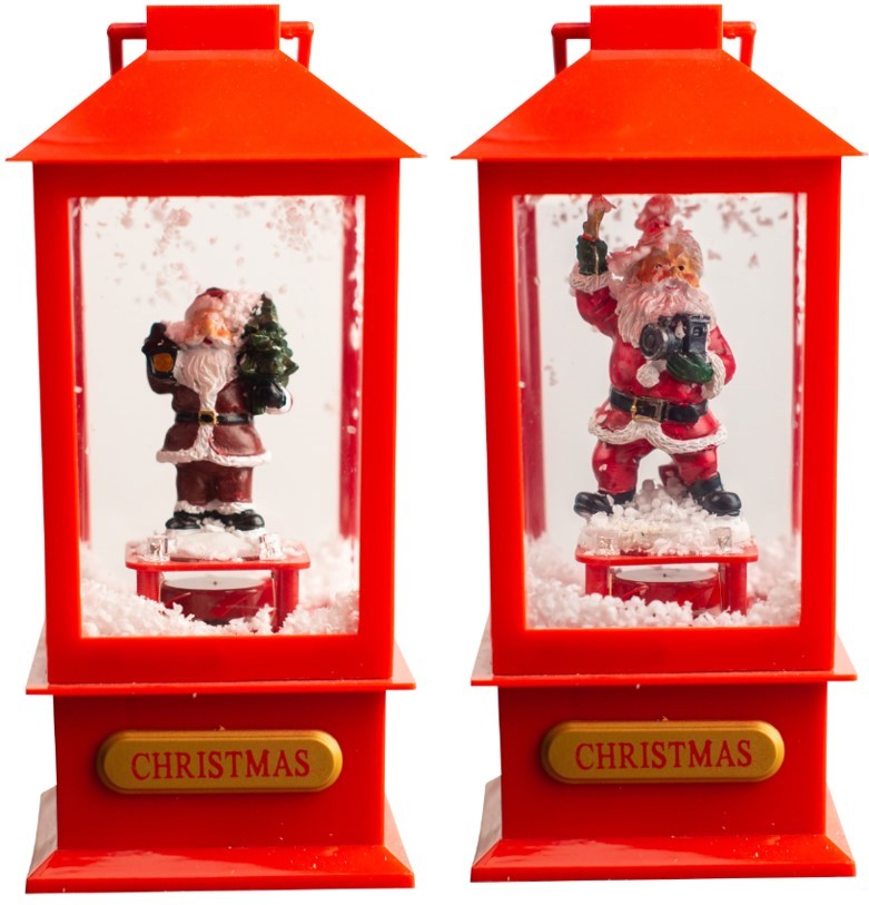 21X7, XD0408. LED Snowing Musical Lantern Asst B/Op 19cm