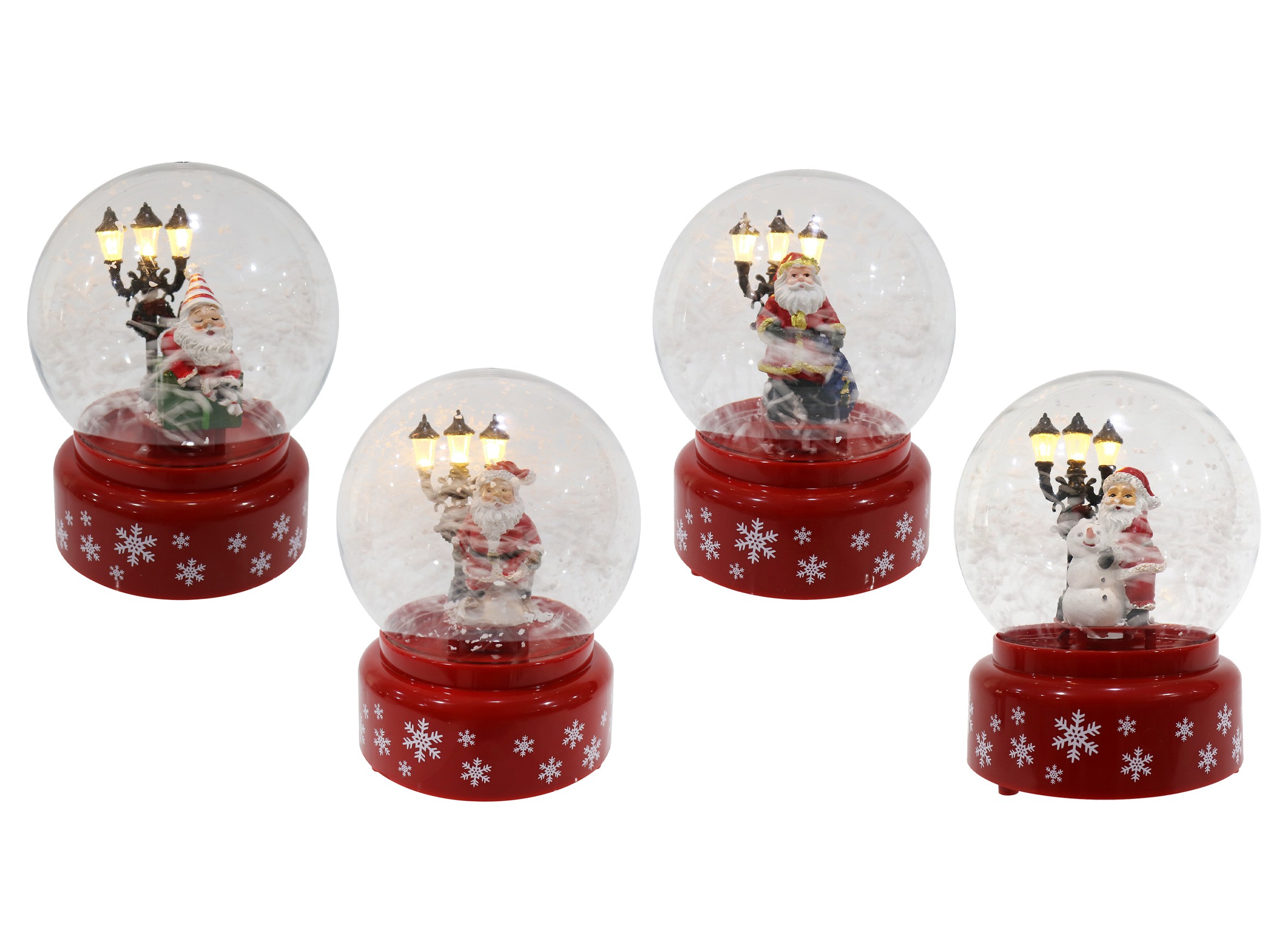 21X4, XD1259. LED Snowing Musical Santa Globe B/Op 18cm