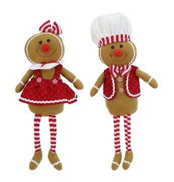 24X16, XD3681, GINGERBREAD CANDY STRIPE SITTING 50cm Asst