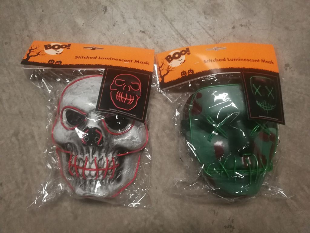 H10, STITCHED LUMINESCENT MASK 2 ASST