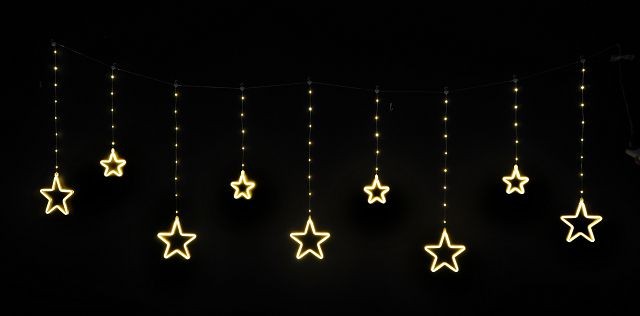 21X16,XL0256, LED Neon-Flex Star Curtain 9pc Flash Warm