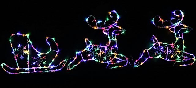 23X6, XL0637, LED ACRYLIC SLEIGH/DEERS FLASH MLT