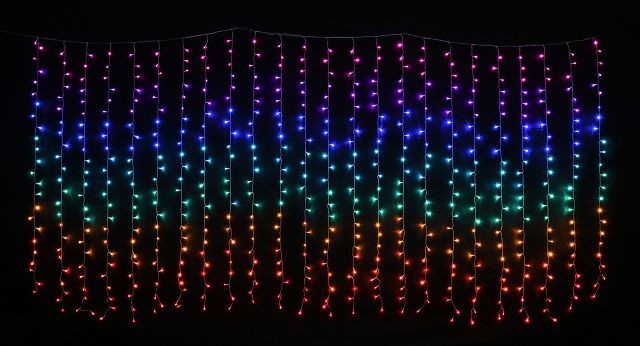 22X8, XL0648, LED CURTAIN LIGHTS RAINBOW 3.6x1.8m FLASHING
