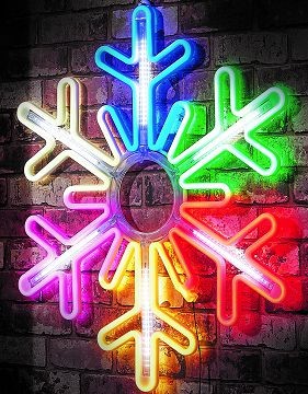 22X14, XL0654, Neon Digital Rainbow Snowflake 75cm