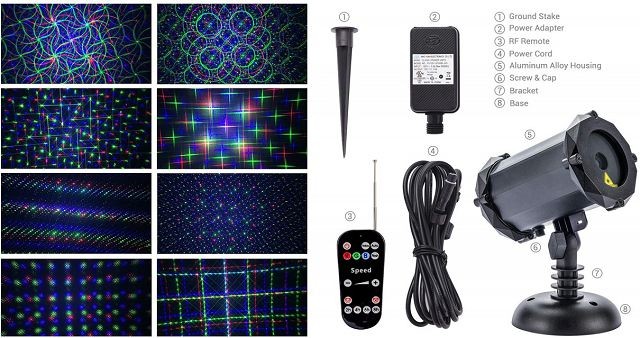 22X15, XL0722, Deluxe Laser Projector Red/Green/Blue Pattern with Remote