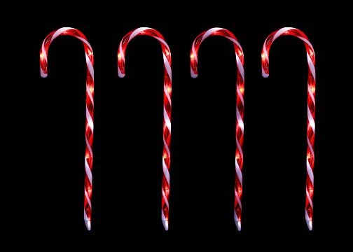 25X42, XL0881, LED TIMER CANDY CANE STAKES 4pc 58cm