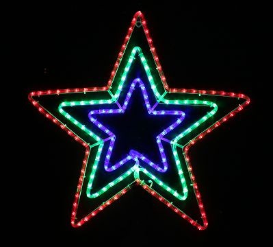 24X13, XL1427, LED ROPELIGHT 3 IN 1 STAR 65cm FLASH BGR