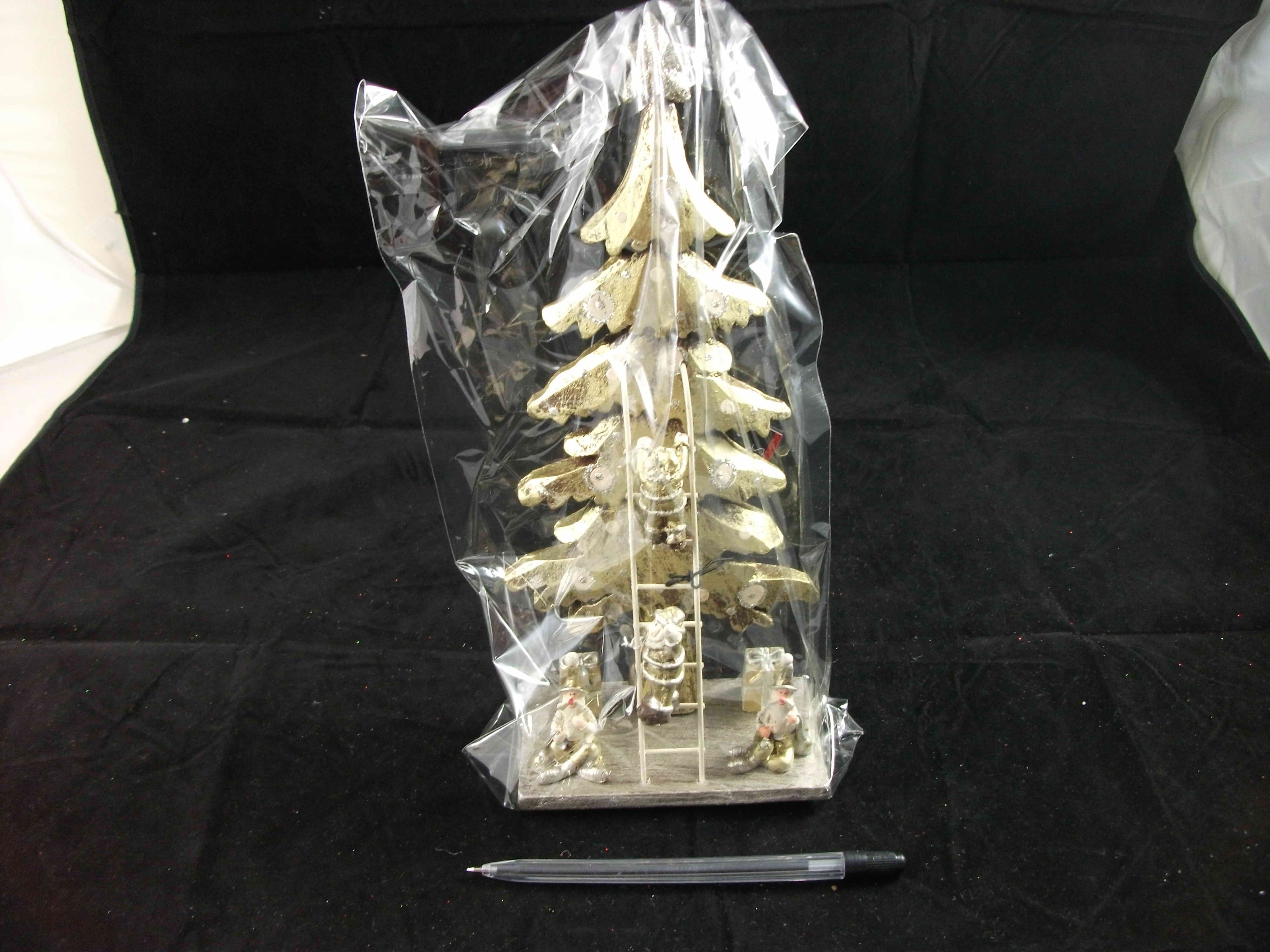 XM0913,11X6.5X26CM GOLD WOOD TREE