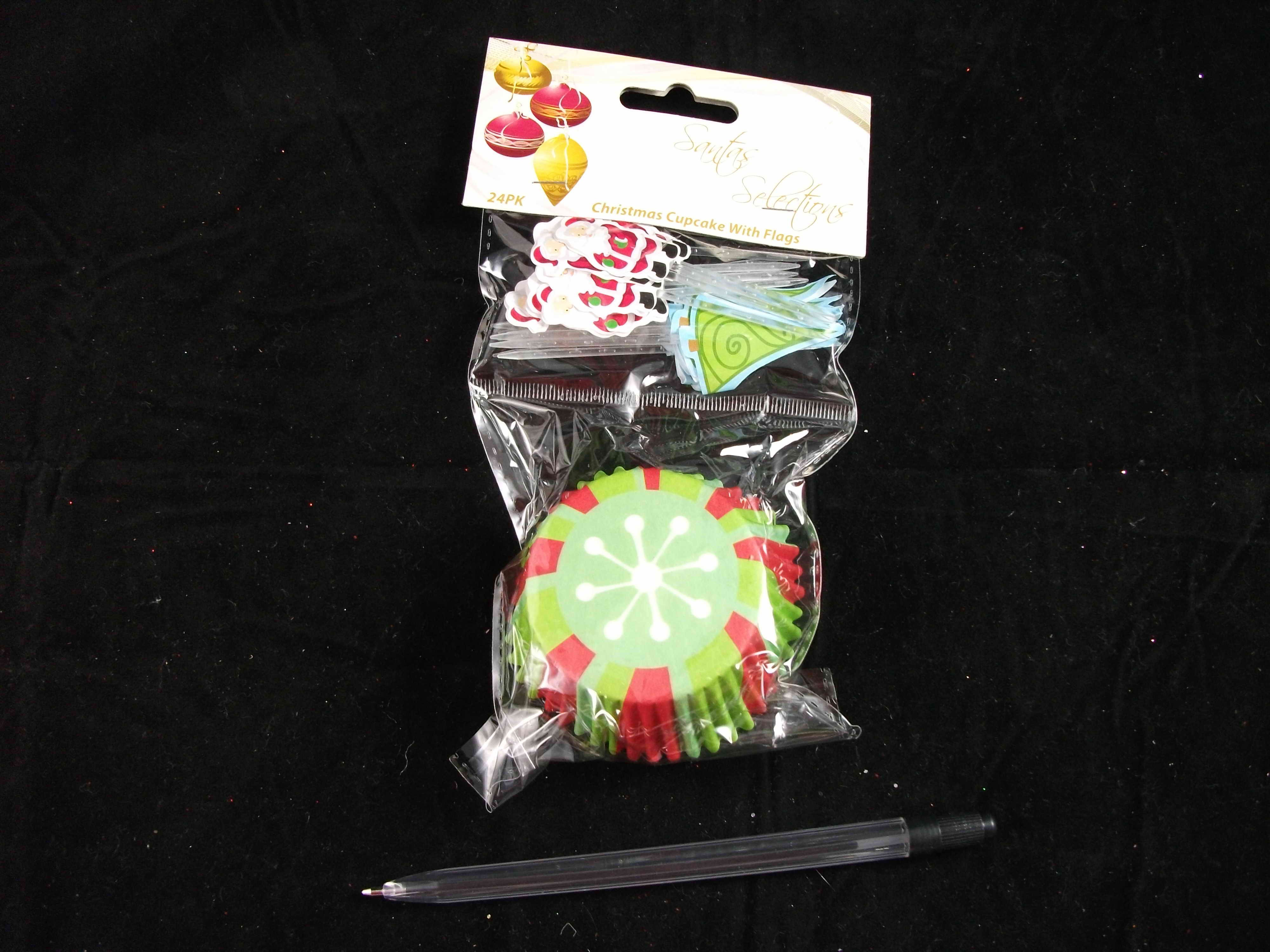 XM2713,PK24 CHRISTMAS CUPCAKE & FLAGS