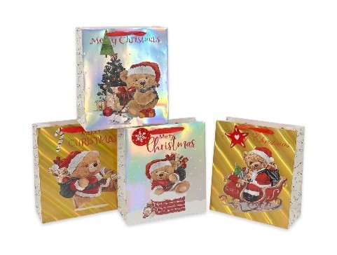 23X40, XMS34783, PADDYS XMAS GIFT BAG LRG 32X26X12CM 4 ASST