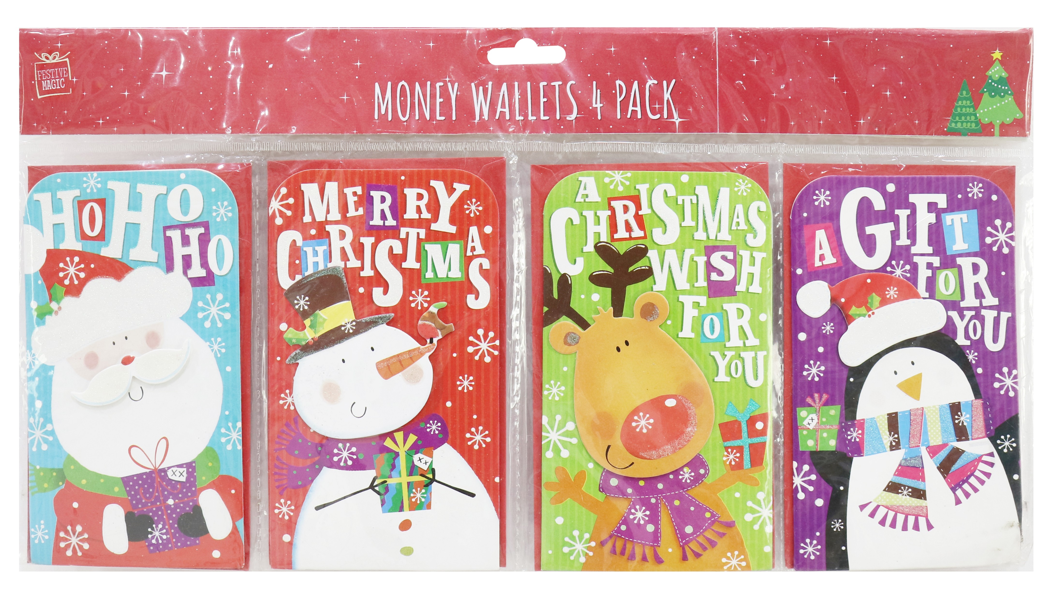 21X4, XP0148. Money Wallets 4pk Pop Up Glitter