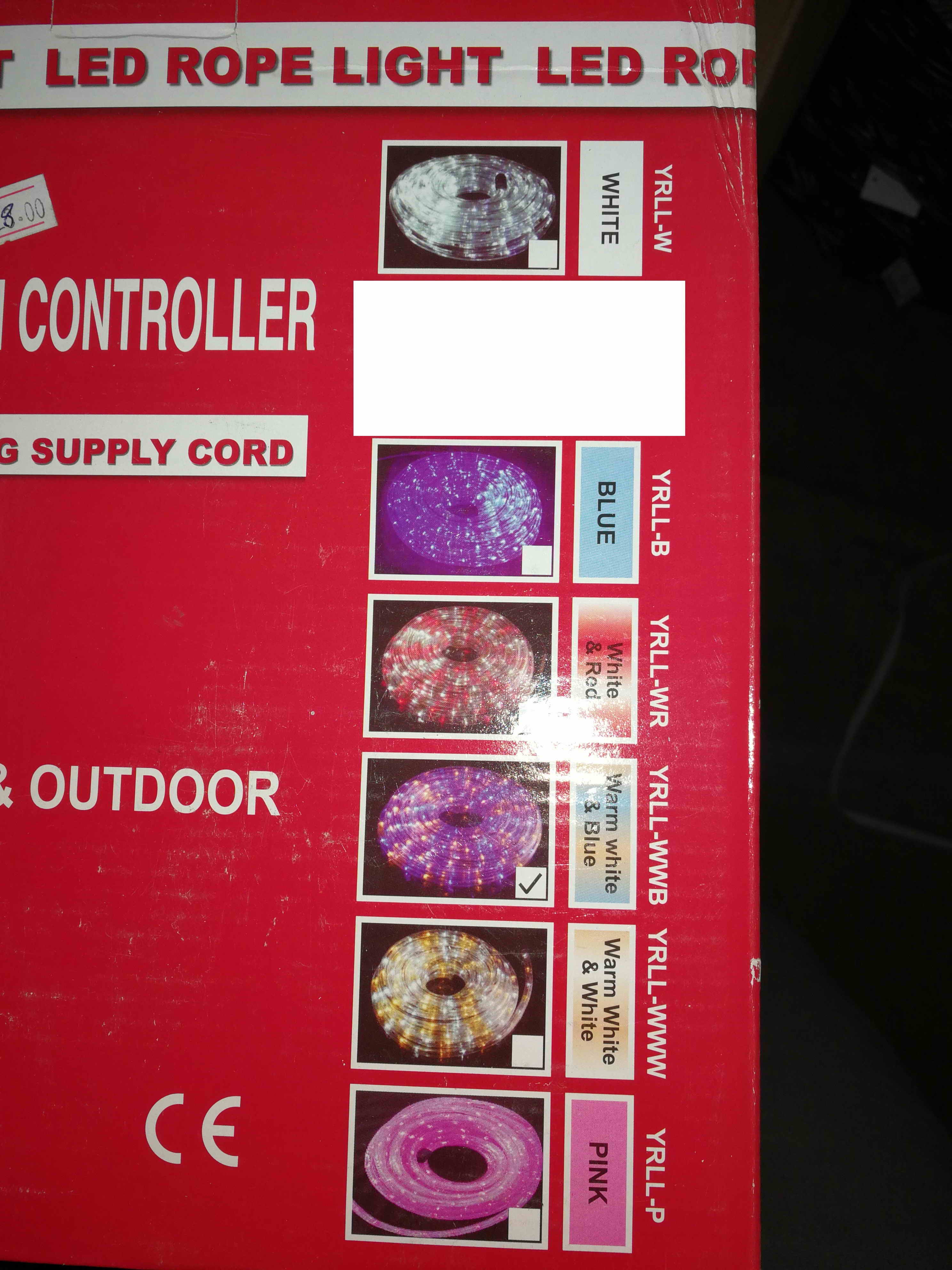 20X38, 11.5MLED rope light  with 8 function controller 6 COLORS