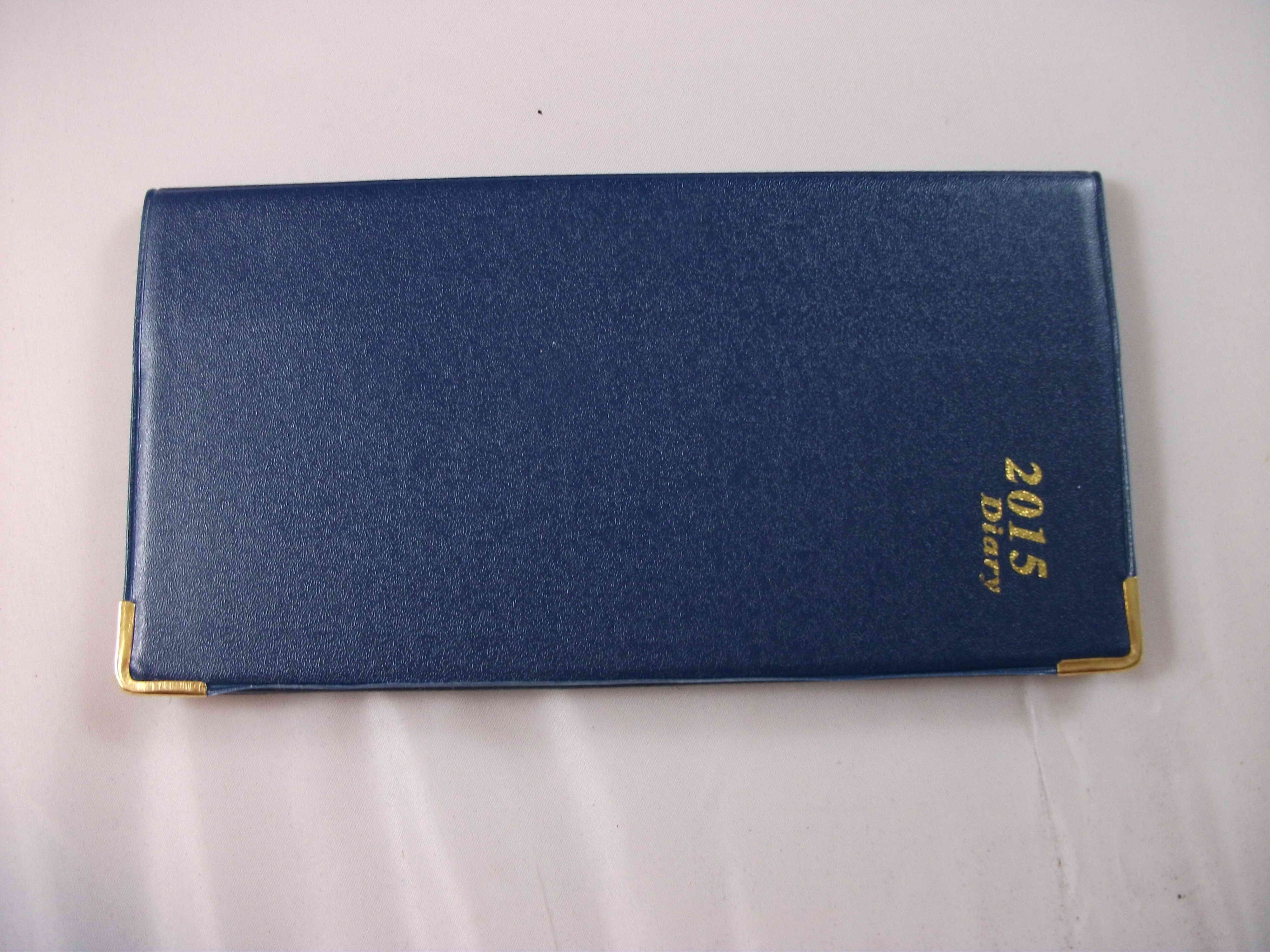 Diary WTO Slimline PVC w Gold Corners 3 Asstd Cols