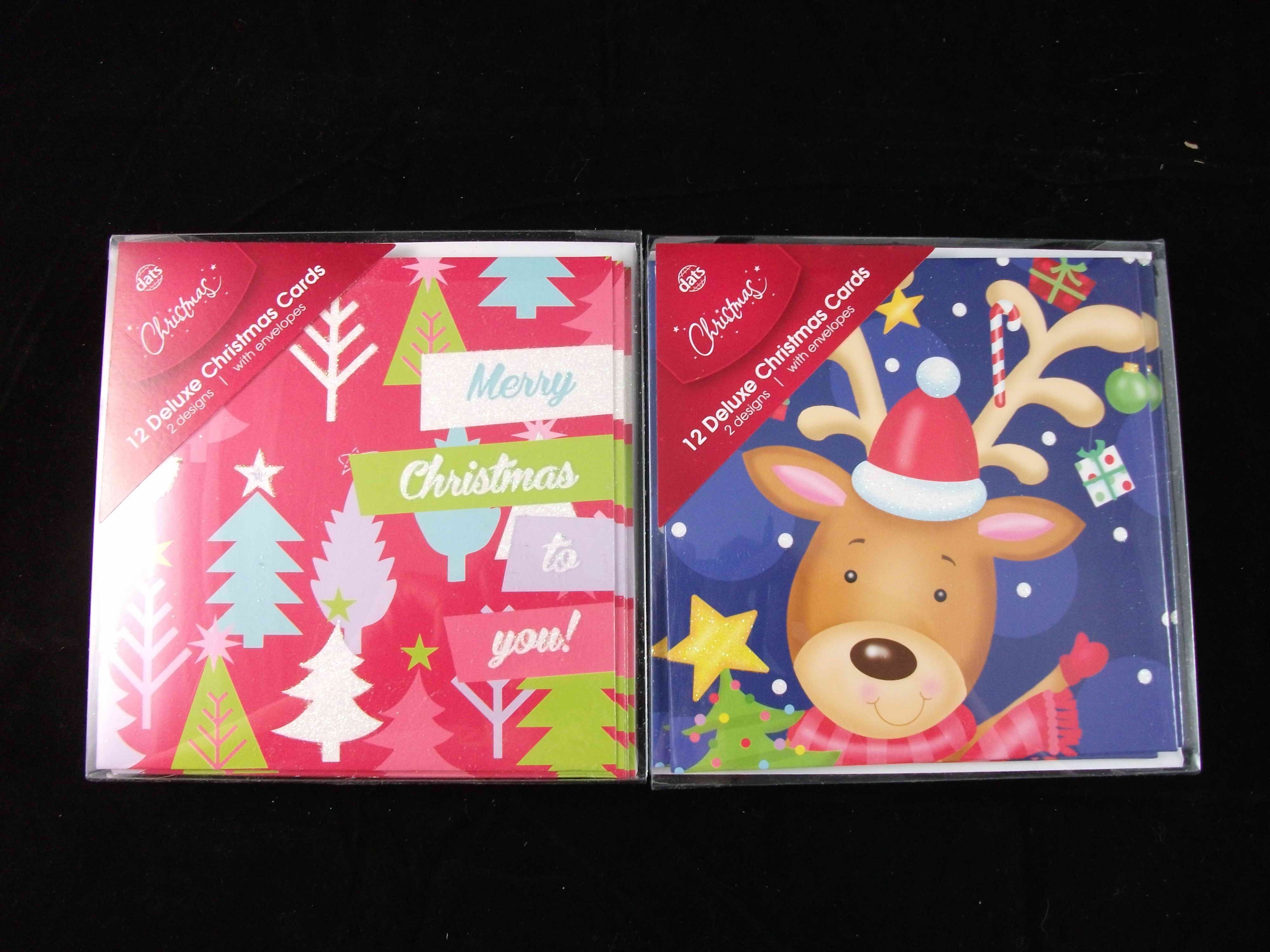 CARDS XMAS BOX12 123X123 4C + GLITTER