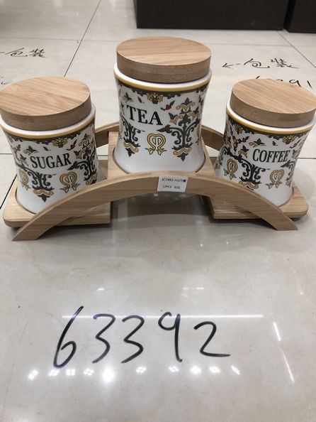 63392, tea coffee sugar jar set D10cm color