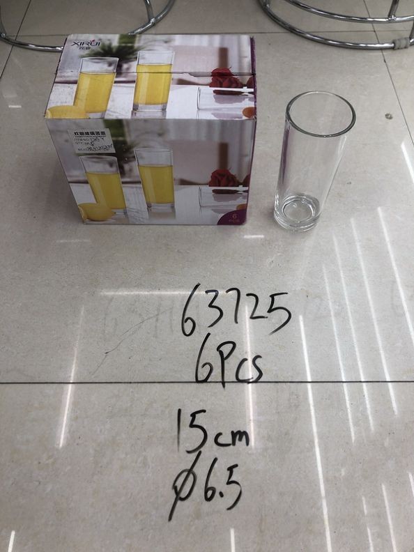 D10M, 63725, glass cup 6pcs 500ml D6.5*15cm