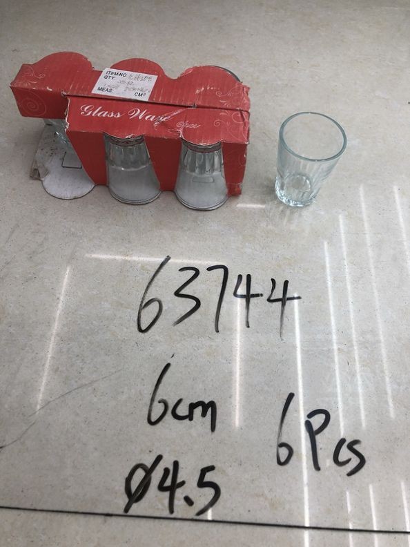 D2L, 63744, glass cup 6pcs D4.5*6cm