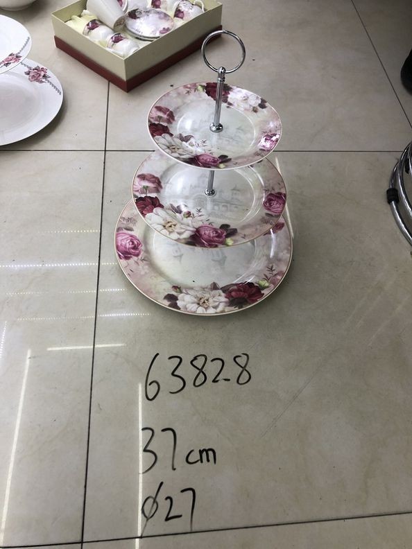 F8M, 63828, cermaic cake stand 3-tier D27*37cm