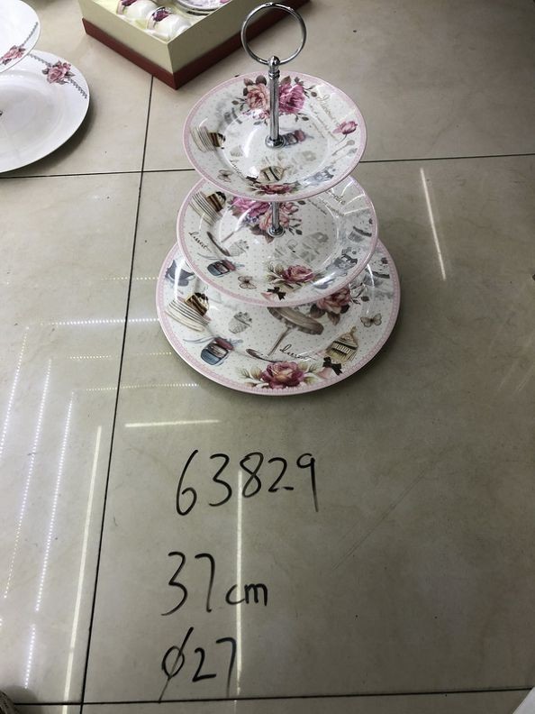 F8M, 63829, cermaic cake stand 3-tier D27*37cm