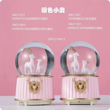 67138. crystal ball deer pink
