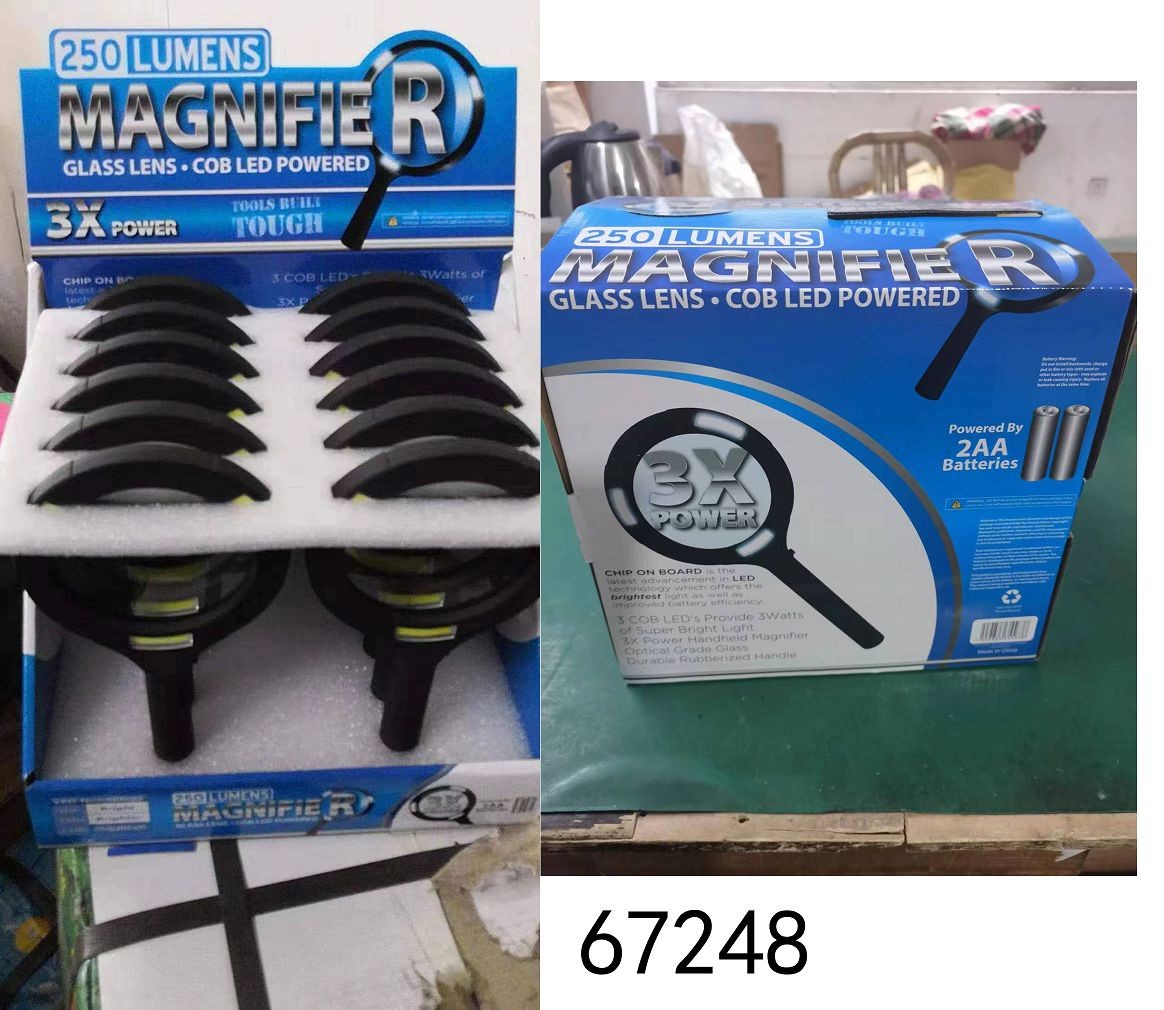 E12L, 67248, 3x magnifier glass lens with light