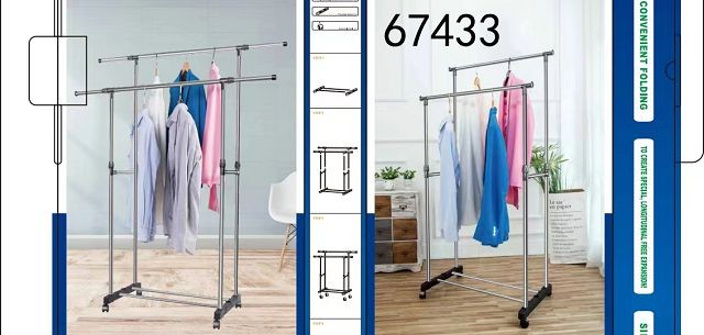 B18M, 67433, cloth rack double bar