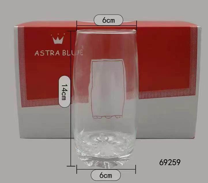 L4M, 69259, Glass Cup H14cm D6cm 6pcs/box 400ml