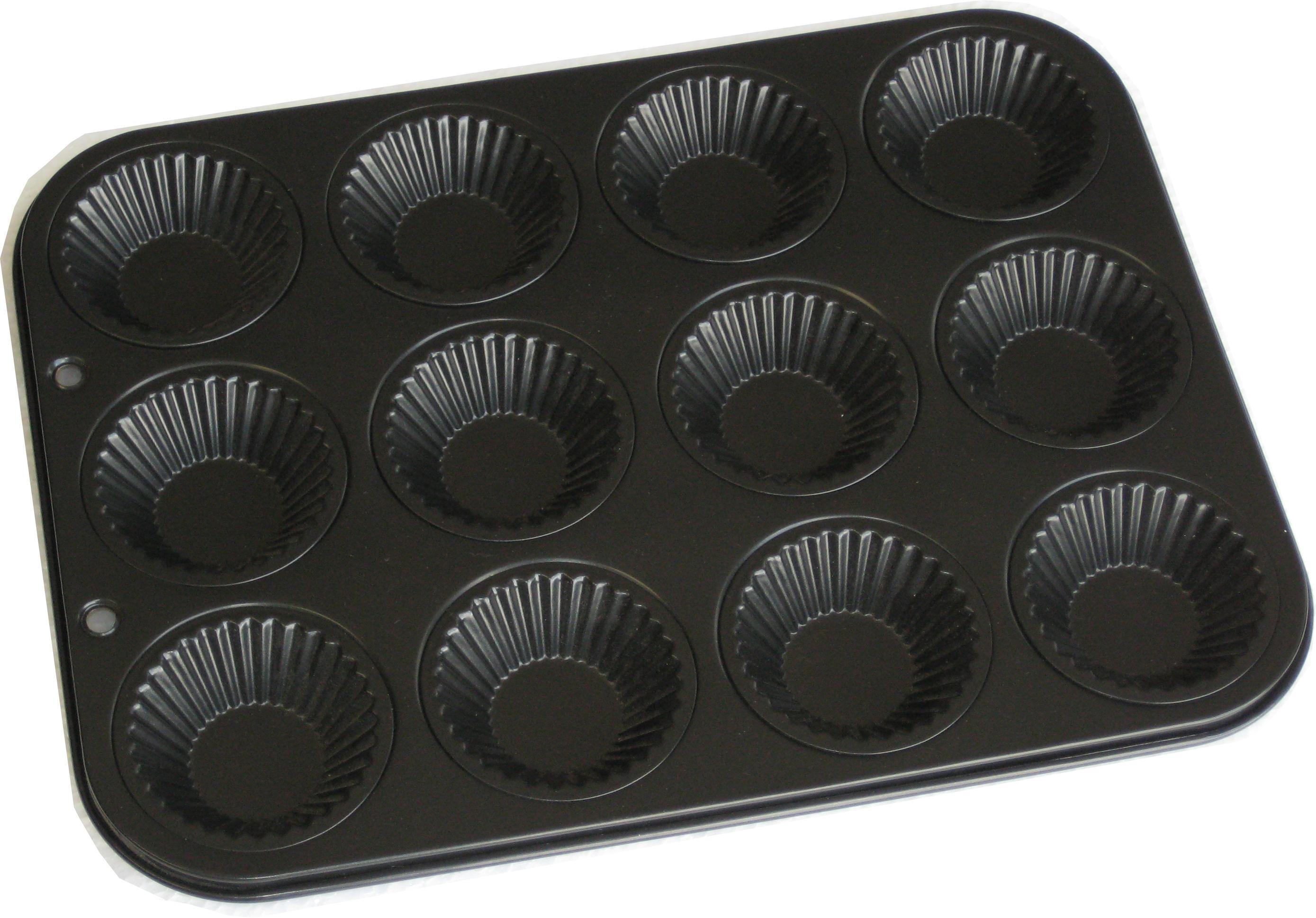 12 CUP RIBBED TART PAN CUP:75x24mm 349x364x24mm 