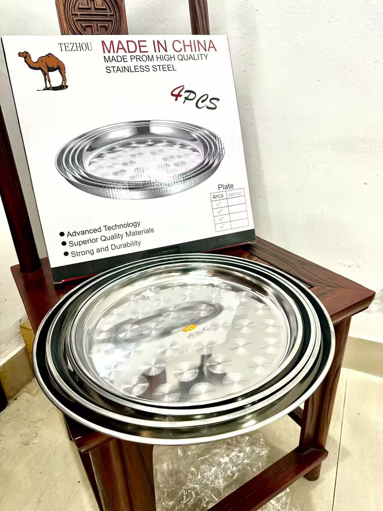 K6L, 70217, Round Tray Stainless Steel 13"