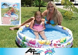 KIDS 3 RING POOL WHT SEA THEME 107X25CM