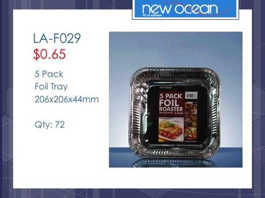 5 pack foil tray 206x206x44mm