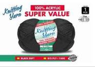 WIN-038, 1pce Knitting Yarn-8 Ply-100g-Black