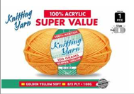 WIN-048, 1pce Knitting Yarn-8 Ply100g-GoldenYello