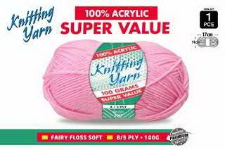 WIN-057, 1pce Knitting Yarn-8 Ply-100g-FairyFloss