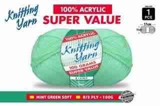 WIN-059, 1pce Knitting Yarn-8 Ply-100g-Mint Green