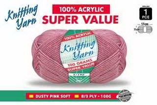 WIN-060, 1pce Knitting Yarn-8 Ply-100g-Dusty Pink