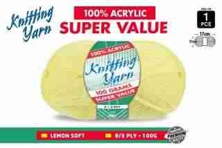 WIN-109, 1pce Knitting Yarn-8 Ply-100g-Lemon