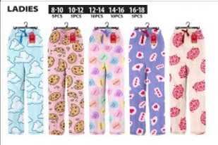 WIN-2420, 1Pce Ladies PJ Lounge Pants 5Sizes Ser 3
