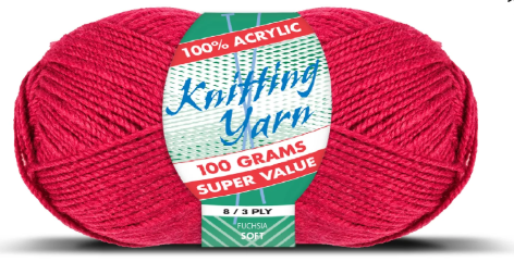 WIN-2688, WIN-2688, Yatsal 100% Acrylic 8-Ply Knitting Yarn 100 g, Fuchsia
