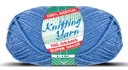 WIN-2692, WIN-2692, Yatsal 100% Acrylic 8-Ply Knitting Yarn 100 g, True Blue