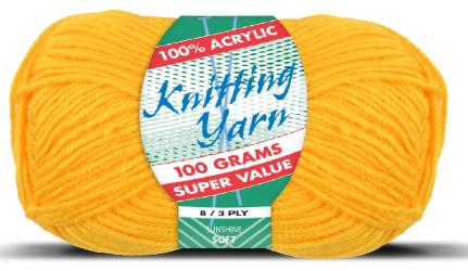 WIN-2694, WIN-2694, Yatsal 100% Acrylic 8-Ply Knitting Yarn 100 g, Sunshine