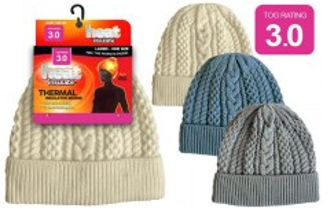 WIN-2793, 1 Pc Ladies Heat Insulate Cable Knit Beanie