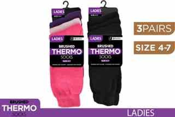 WIN-381, 3 Pair Ladies Thermal Socks