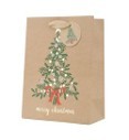 25X36, X444702, MED CHRISTMAS TREE KRAFT GIFT BAG 18X23X10CM