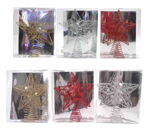  STAR TOPPER GLITTER WIRE 25cm PVC BOX 