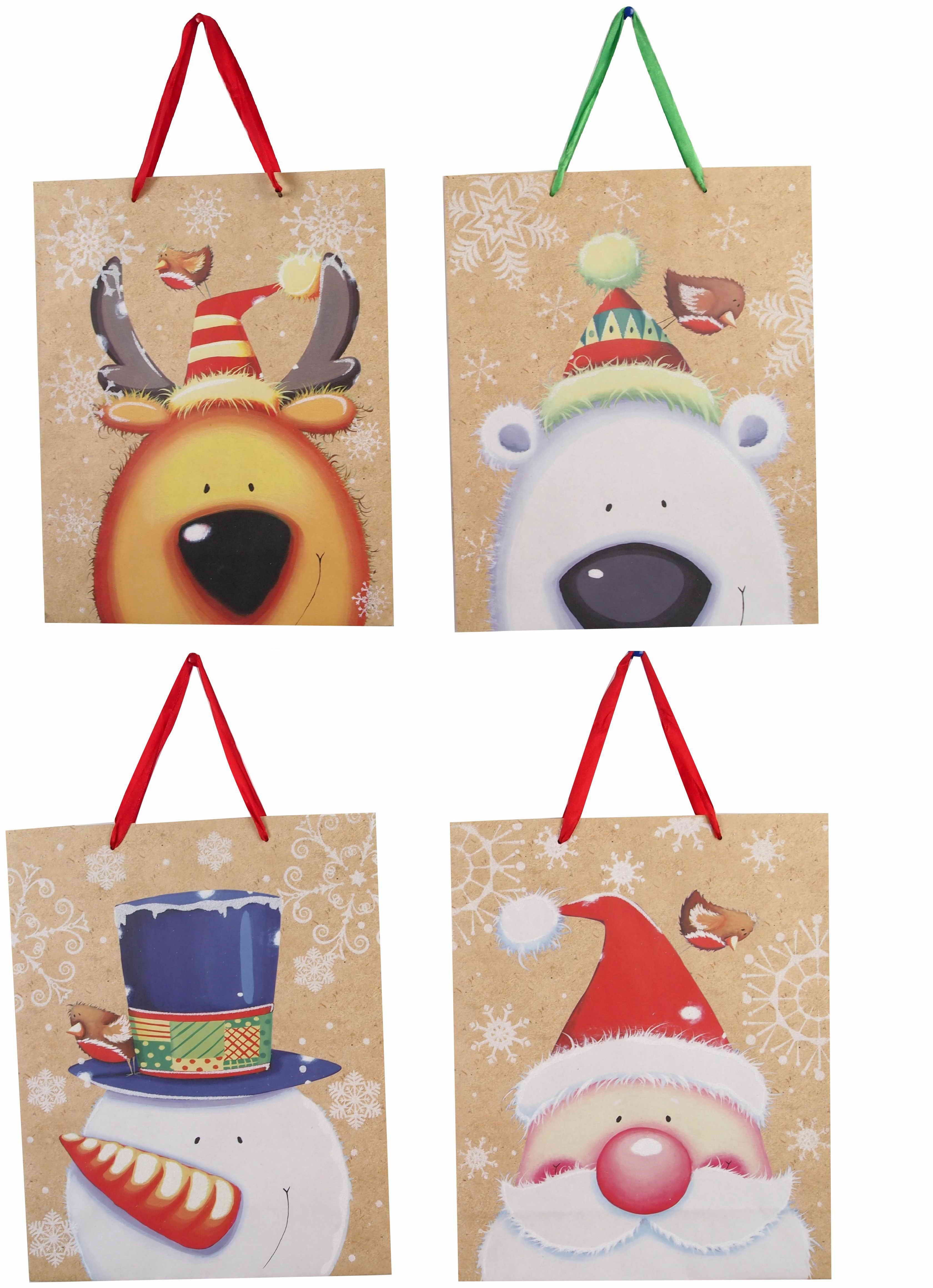  GIFT BAG KRAFT CUTE FACE 4ASST 